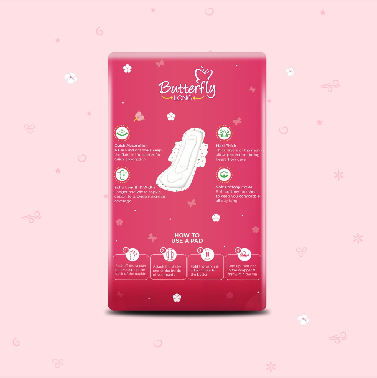 Butterfly Extra Long Maxi Big Saver Sanitary Pads 12 Pcs