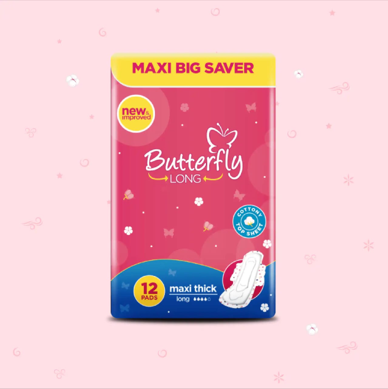 Butterfly Extra Long Maxi Big Saver Sanitary Pads 12 Pcs